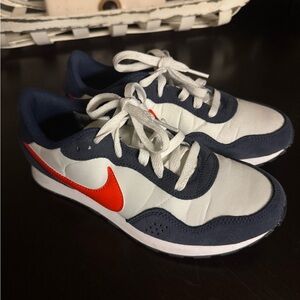 Nike Kids Navy and White Sneakers with Red Swoosh